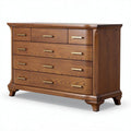 Houten ladekast met vijf lades 90 x 45 x 75 cm in bruin en messing handgrepen