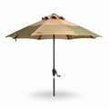 Parasol met een diameter van 300 cm in groen en bruin met verstelbare standaard