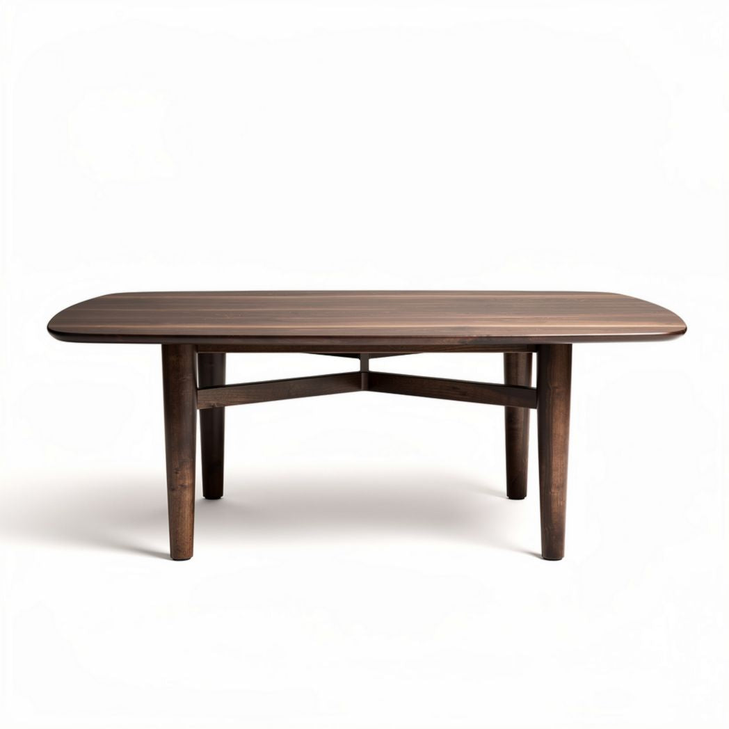 Eikenhouten tafel voor eetkamer 150 x 80 x 75cm met afgeronde hoeken
