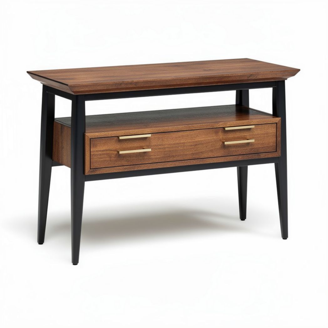 Houten tv-meubel met opberglade 120 x 60 x 75cm zwart en bruin
