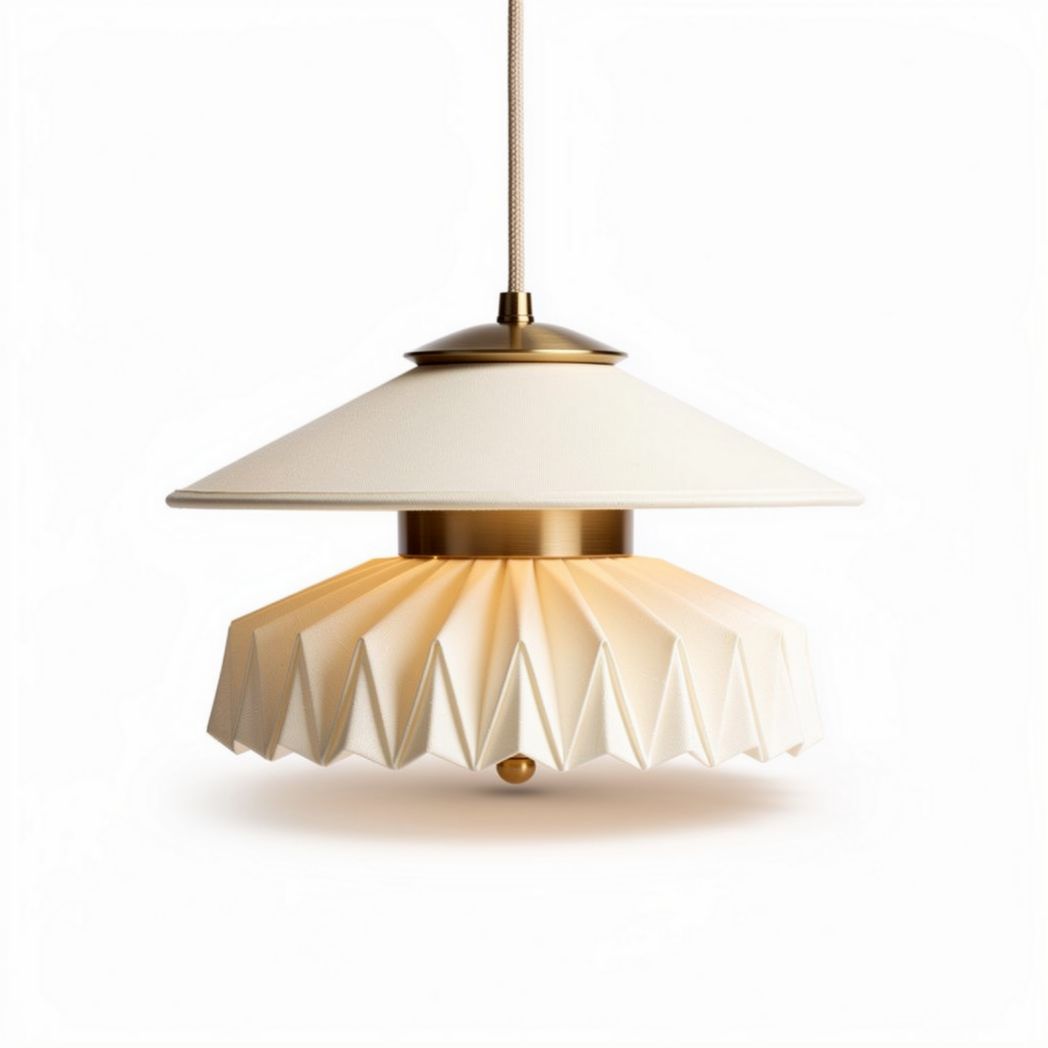 Hanglamp van papier en metaal met een diameter van 20 cm en hoogte van 20 cm