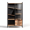 kasten met een combinatie van hout en metaal voor kantoor of woonruimte 120 x 60 x 180cm